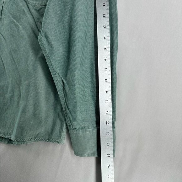 IZOD Shirt Mens Size L Striped Button Down Long Sleeve Woven Cotton Green - Picture 8 of 9